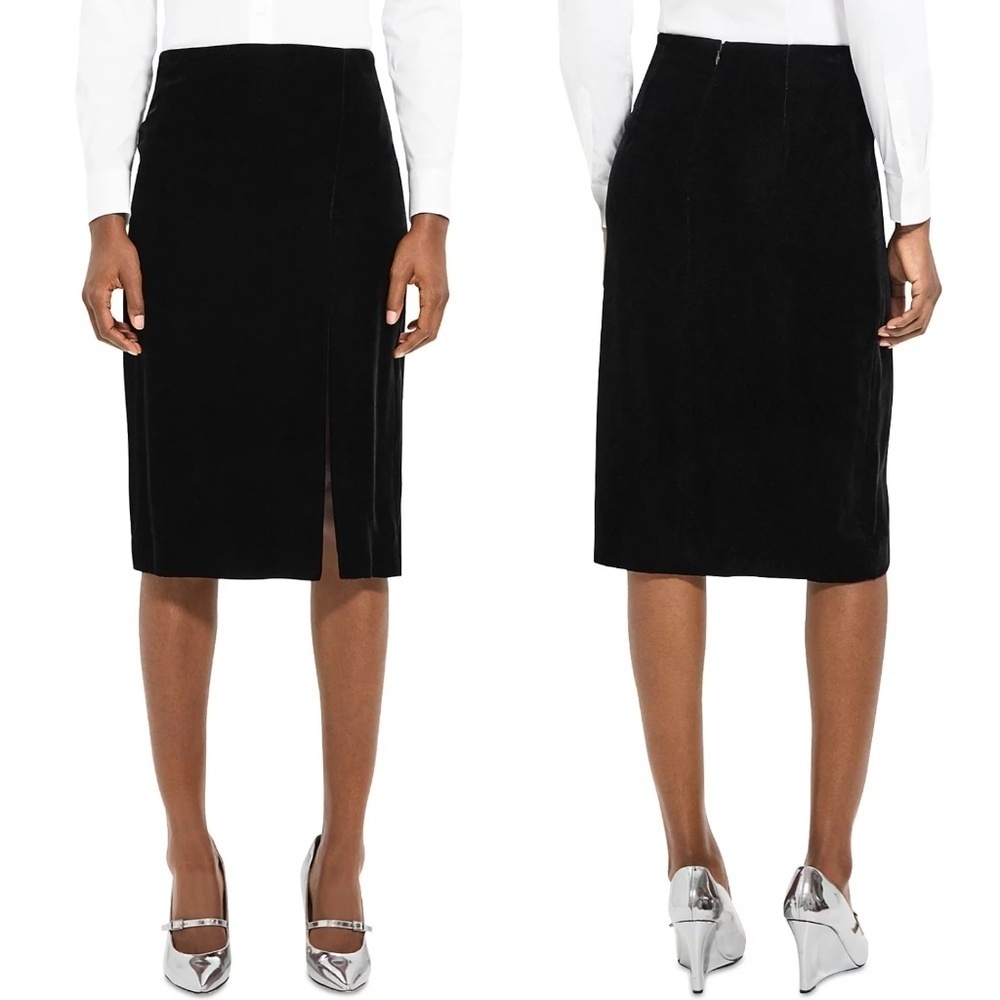 NEW Theory Slit Pencil Skirt in Stretch Velvet Sz. 14